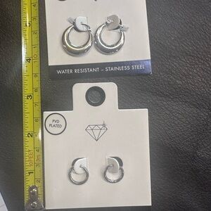 Stainless Steel Silver Hoop Earrings Set